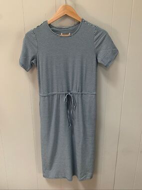 Sweet Salt modest striped short-sleeve cinched waist dress